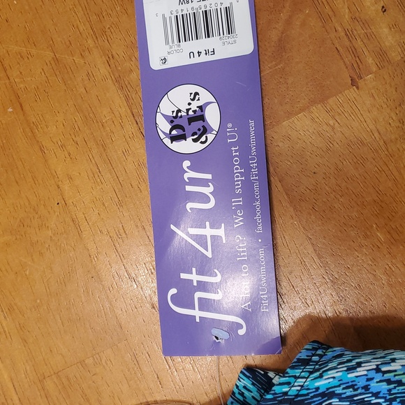 Fit 4 U Blue and Green Patterned Tankini Top, Size 18W - Picture 10 of 12